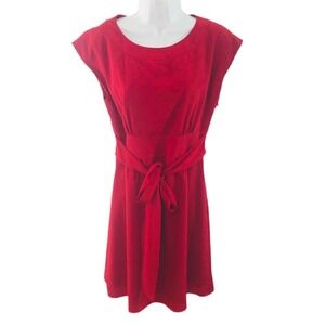 Gianni Bini Women’s Red Dress Sz 4 Fit And Flare With Tie Lined Cap Sleeves EUC